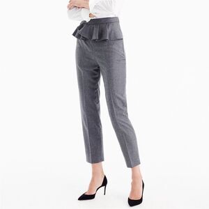 J. Crew Slim trouser with ruffle waist in wool blend size 8